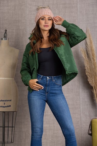 GREEN QUILTED PUFFER JACKET-K51847W