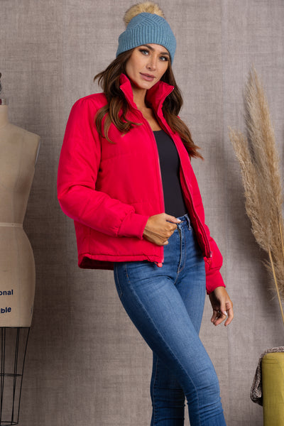 FUSCHIA QUILTED PUFFER JACKET-K51847W
