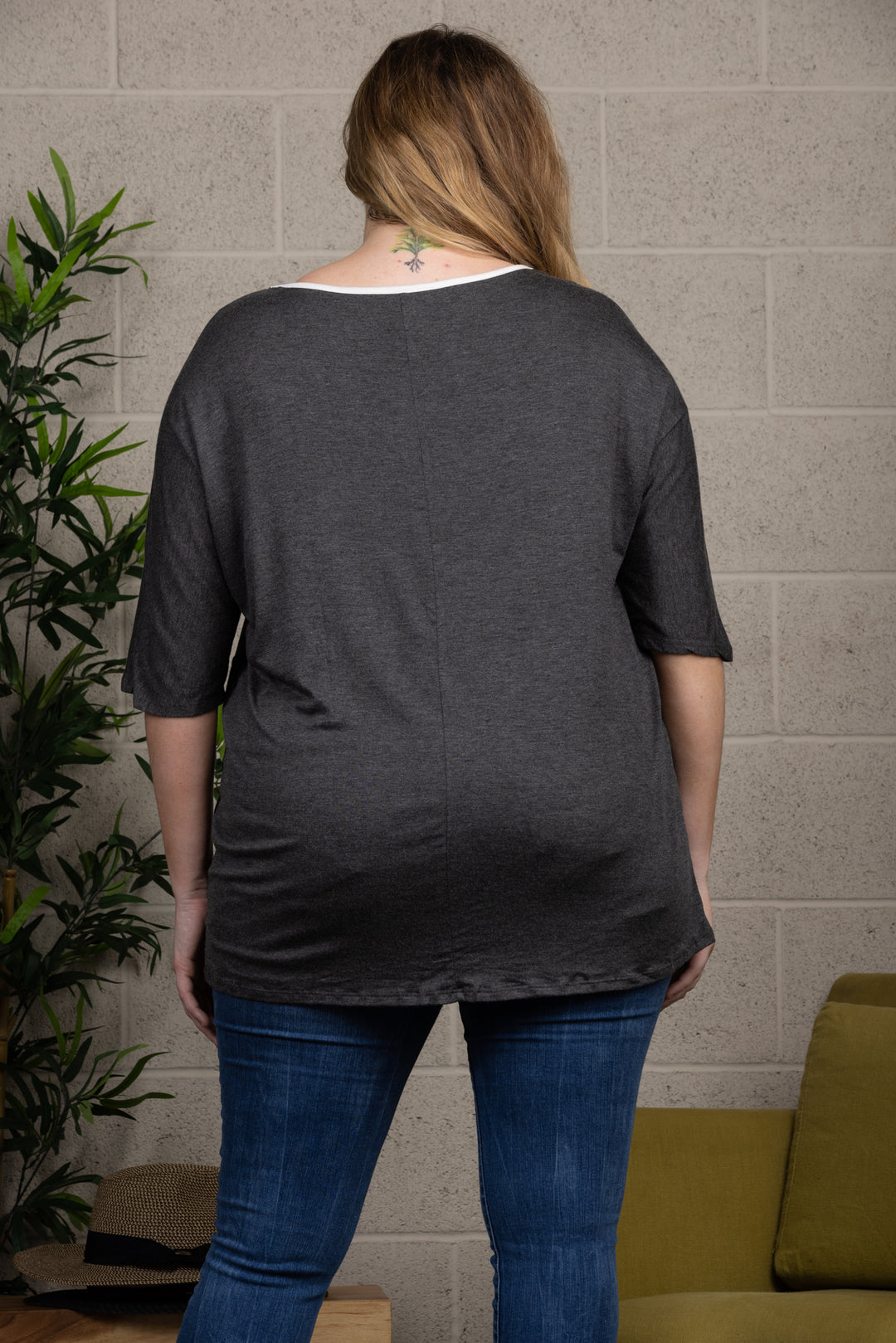 LEOPARD PRINT DOLMAN SLEEVES CONTRAST PLUS SIZE KNIT TOP CT43609E