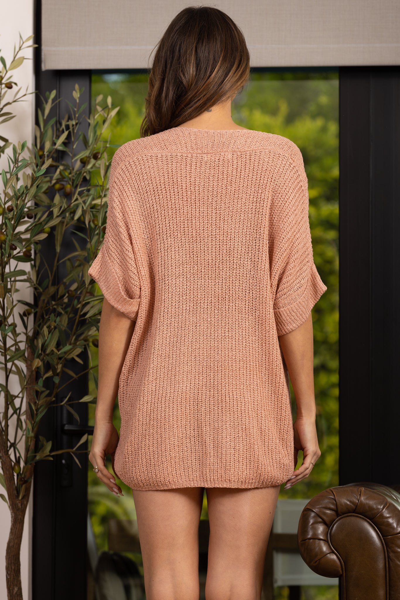 DOLMAN SLEEVES PATCH POCKET KNIT TOP