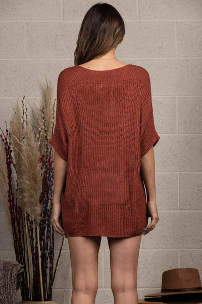 DOLMAN SLEEVES PATCH POCKET KNIT TOP