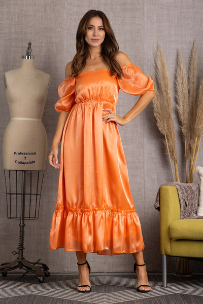 M10224W-Wholesale CORAL OFF SHOULDER RUFFLE TIERED MAXI DRESS