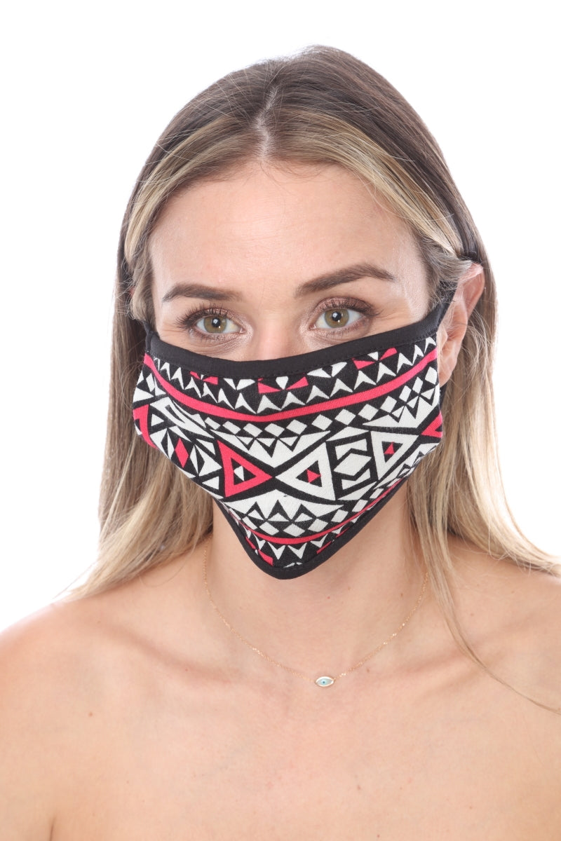 TRIBAL PRINT FACE MASK DOUBLE LAYER