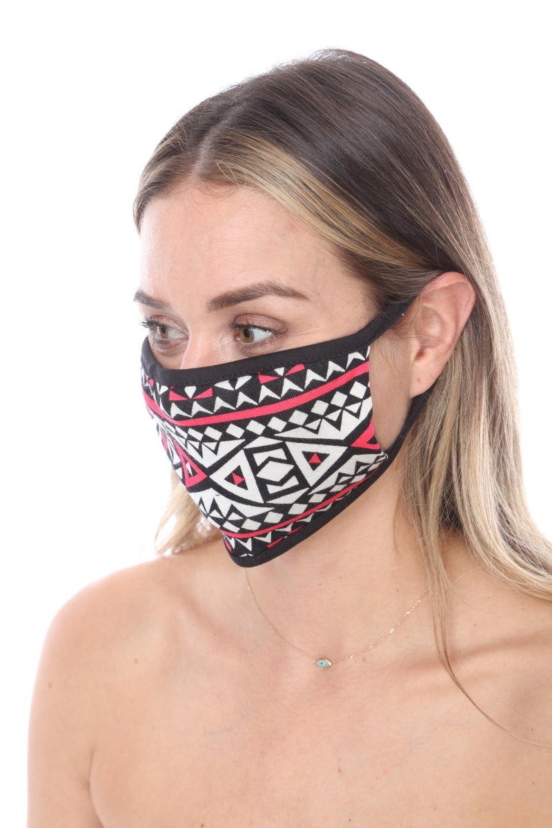 TRIBAL PRINT FACE MASK DOUBLE LAYER