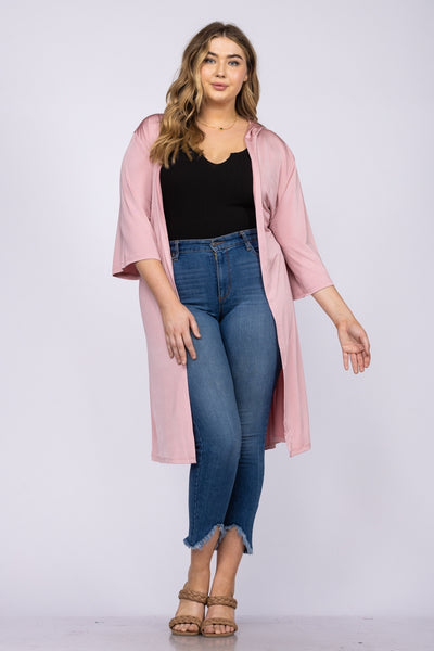 MAUVE PLUS SIZE HOODY COVER-UP CARDIGAN